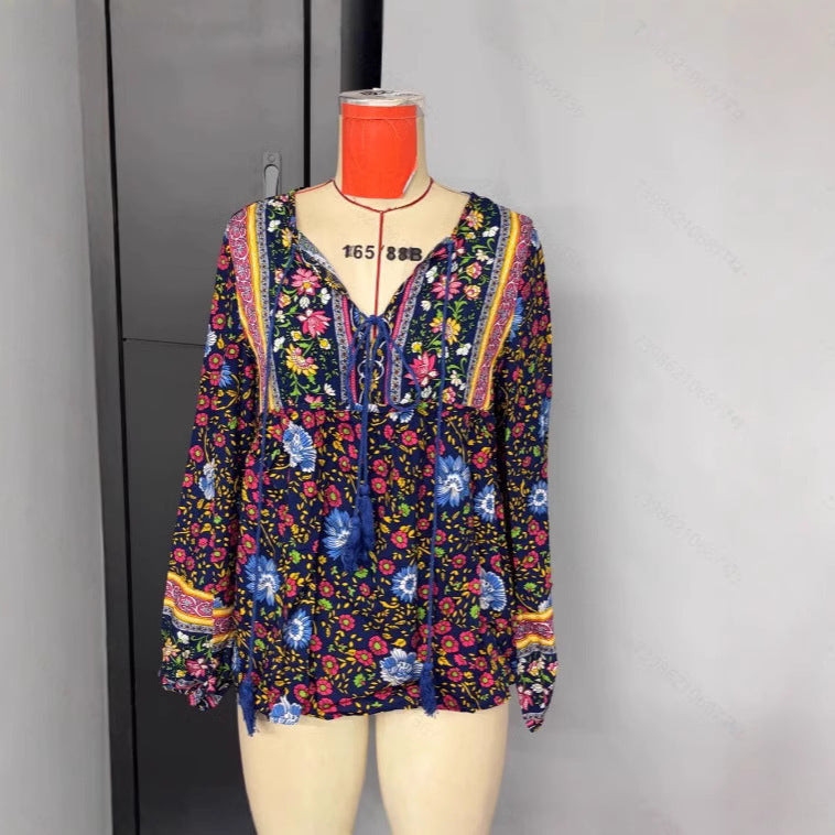 Casual Holiday Floral Print Long Sleeve Shirt