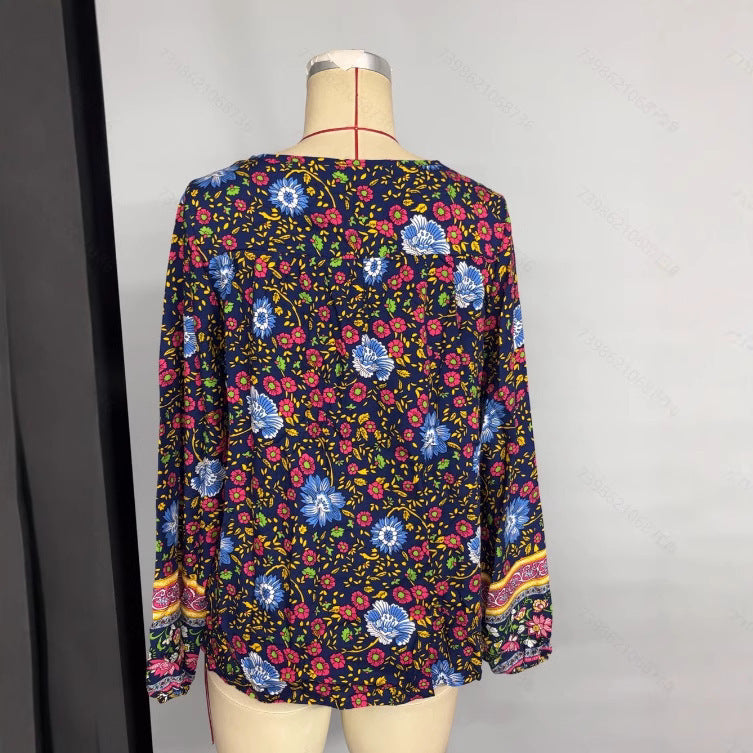 Casual Holiday Floral Print Long Sleeve Shirt